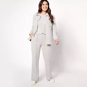 Muk Luks Heather Gray Tall 3-Piece Quilted Shacket Lounge Set